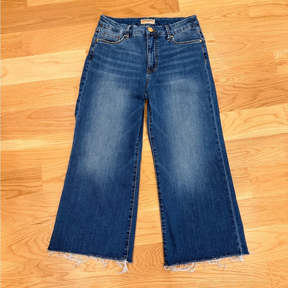 KUT From the Kloth Meg High Waist Raw Hem Ankle Wide Leg Jeans Women’s Petite 4